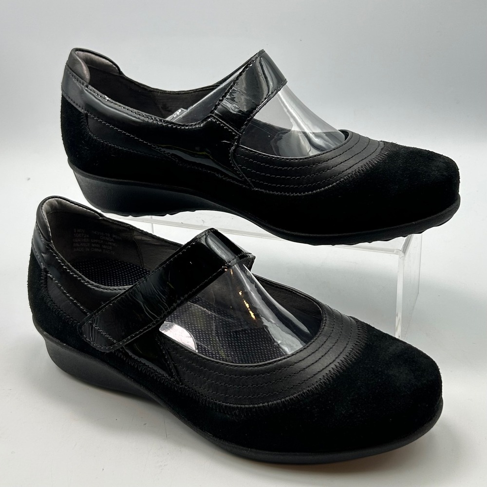 Drew Genoa Mary Jane Women 8WW Black Leather Suede Orthopedic Comfort Shoes
